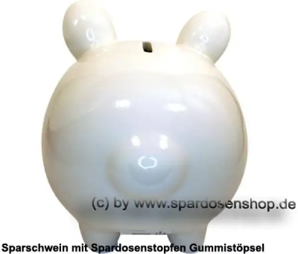 Sparschwein ohne Design Blanko mittelgroß weiß Keramik D