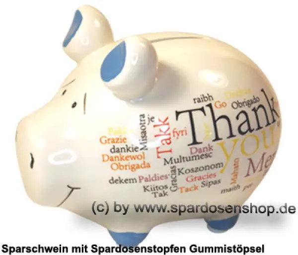 Sparschwein Kleinsparschwein Thank You International weiß Keramik A