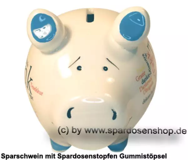 Sparschwein Kleinsparschwein Thank You International weiß Keramik B