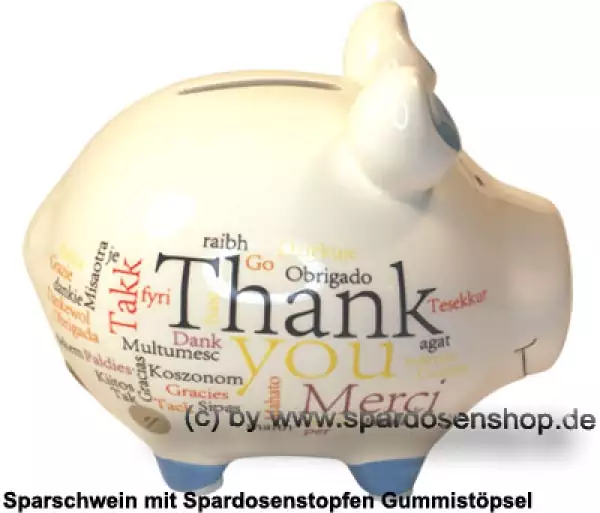Sparschwein Kleinsparschwein Thank You International weiß Keramik C