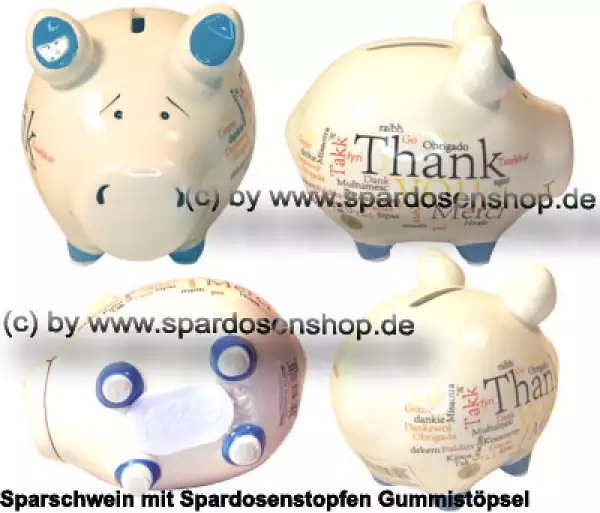 Sparschwein Kleinsparschwein Thank You International weiß Keramik Gesamt