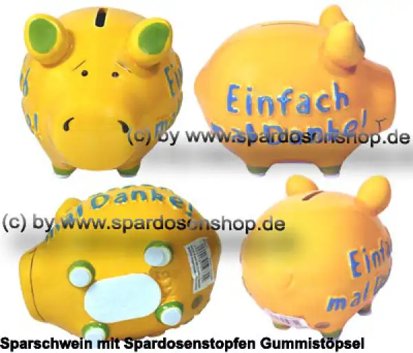 Sparschwein 3D Design Einfach mal Danke gelb Keramik Gesamt Sparschwein 3D Design Einfach mal Danke gelb Keramik Gesamt