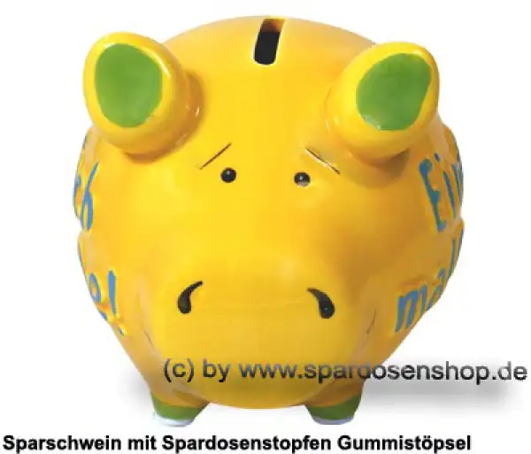 Sparschwein 3D Design Einfach mal Danke gelb Keramik B Sparschwein 3D Design Einfach mal Danke gelb Keramik B