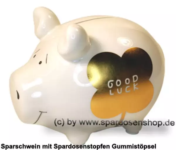 Sparschwein Kleinsparschwein GOOD LUCK Goldedition Keramik A