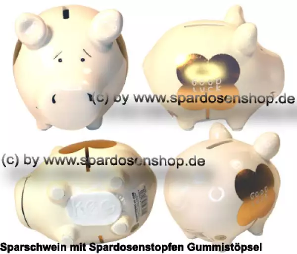 Sparschwein Kleinsparschwein GOOD LUCK Goldedition Keramik Gesamt