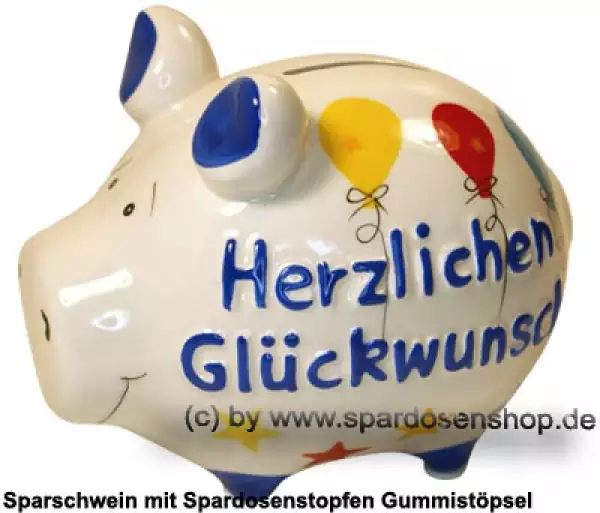 Sparschwein Kleinsparschwein 3D Design Herzlichen Glückwunsch Keramik A