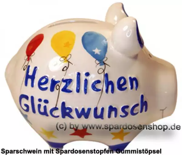 Sparschwein Kleinsparschwein 3D Design Herzlichen Glückwunsch Keramik C