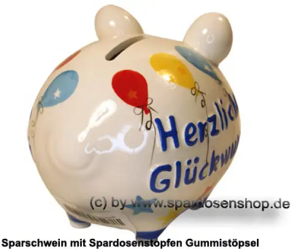 Sparschwein Kleinsparschwein 3D Design Herzlichen Glückwunsch Keramik D