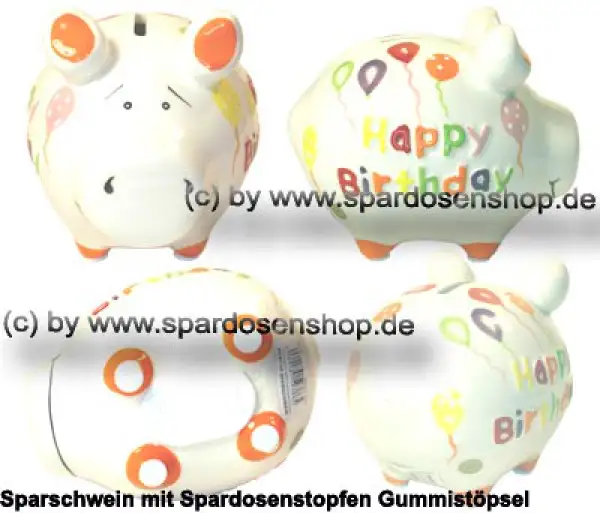 Sparschwein Kleinsparschwein 3D Design Happy Birthday Keramik Gesamt Sparschwein Kleinsparschwein 3D Design Happy Birthday Keramik Gesamt