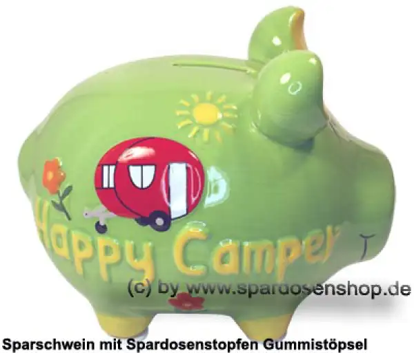 KCG mittelgroßes Sparschwein 3D Design Happy Camper Keramik C
