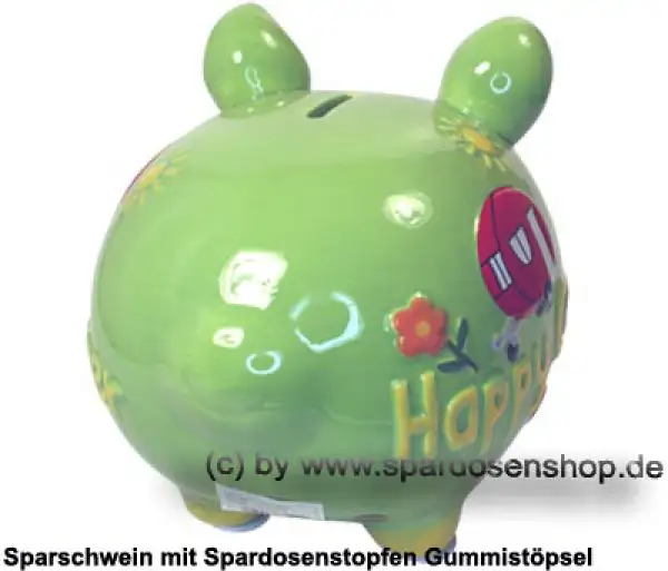 KCG mittelgroßes Sparschwein 3D Design Happy Camper Keramik D