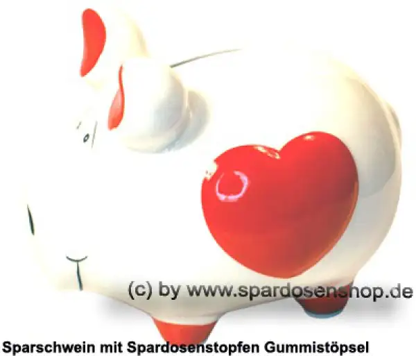 KCG mittelgroßes Sparschwein 3D Design Herz Dekor Keramik A KCG mittelgroßes Sparschwein 3D Design Herz Dekor Keramik A