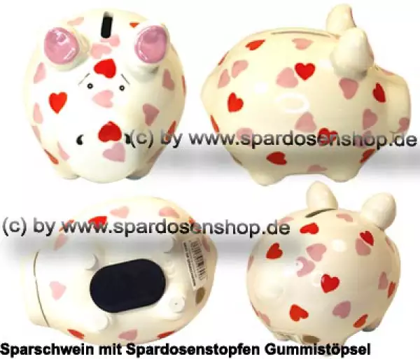Sparschwein Kleinsparschwein Herzchen-Schwein Keramik Gesamt