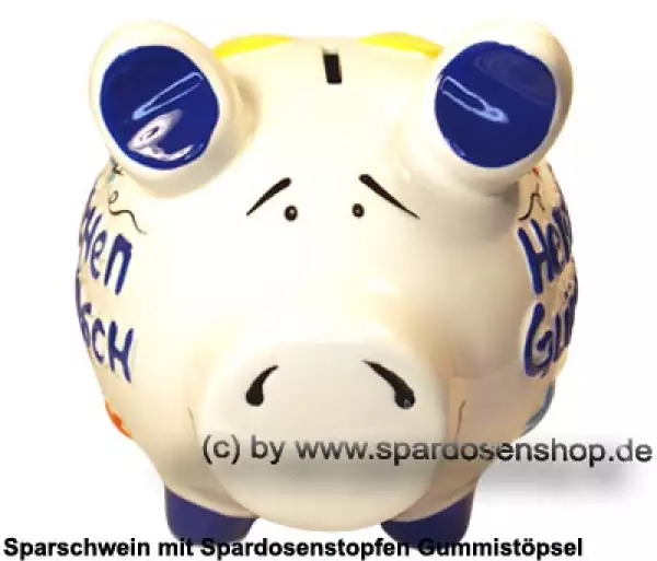 Sparschwein mittelgroßes Sparschwein 3D Design HERZLICHEN GLÜCKWUNSCH Keramik B