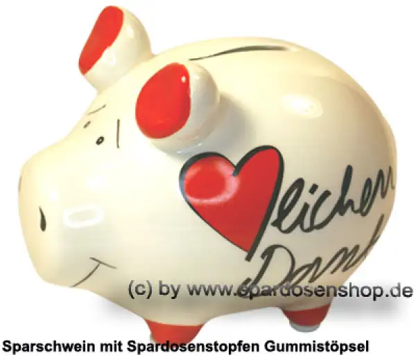 Sparschwein Kleinsparschwein Herzlichen Dank weiß Keramik A