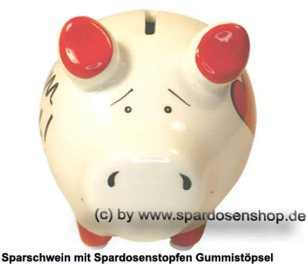 Sparschwein Kleinsparschwein Herzlichen Dank weiß Keramik B