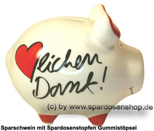 Sparschwein Kleinsparschwein Herzlichen Dank weiß Keramik C