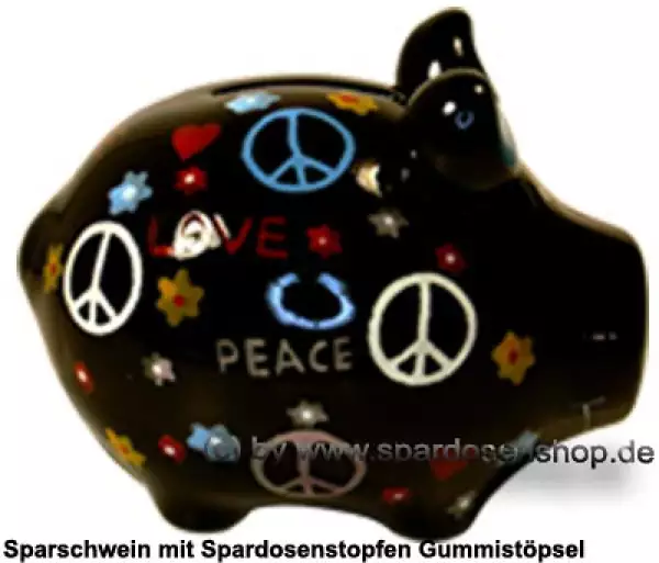 Sparschwein Kleinsparschwein Hippie schwarz Keramik C
