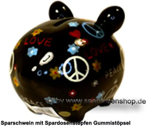 Sparschwein Kleinsparschwein Hippie schwarz Keramik D Sparschwein Kleinsparschwein Hippie schwarz Keramik D