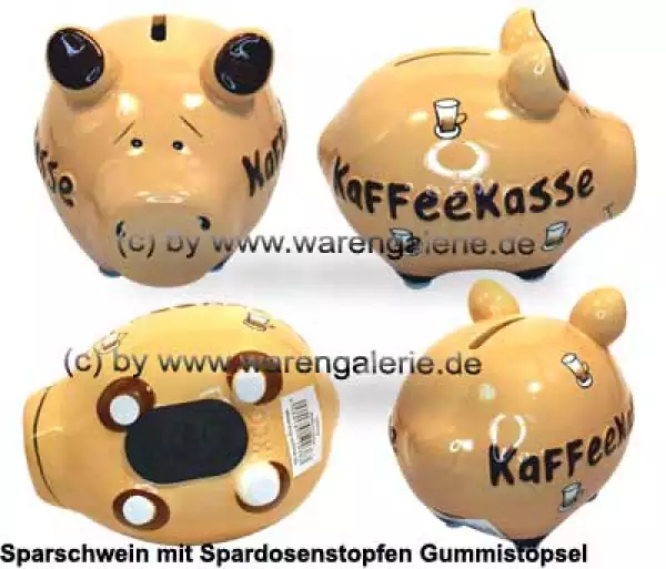 Sparschwein Kleinsparschwein 3D Design Kaffeekasse Keramik Gesamt