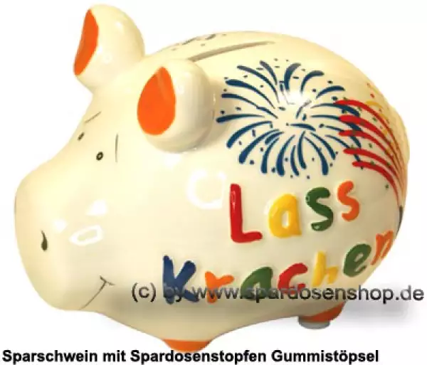 Sparschwein Kleinsparschwein 3D Design Lass Krachen Keramik A