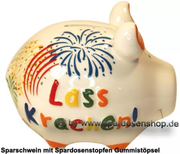 Sparschwein Kleinsparschwein 3D Design Lass Krachen Keramik C