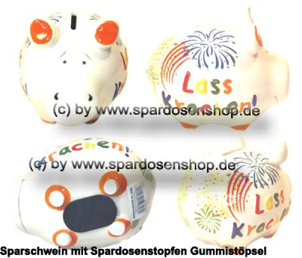 Sparschwein Kleinsparschwein 3D Design Lass Krachen Keramik Gesamt