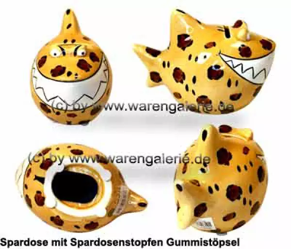 Spardose Spartier Design Leoparden-Hai Keramik Gesamt