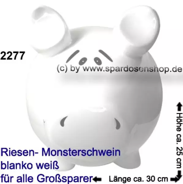 Sparschwein riesengroßes Monster Sparschwein 3D Design Blanko weiß Keramik B