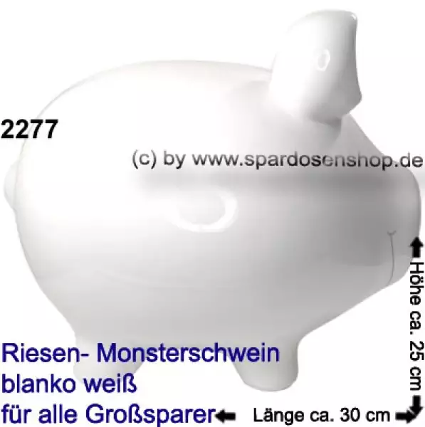 Sparschwein riesengroßes Monster Sparschwein 3D Design Blanko weiß Keramik C