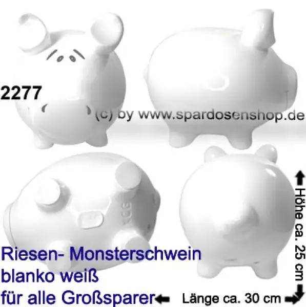 Sparschwein riesengroßes Monster Sparschwein 3D Design Blanko weiß Keramik Gesamt
