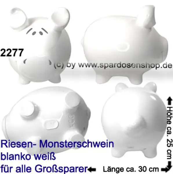 Sparschwein riesengroßes Monster Sparschwein 3D Design Blanko weiß Keramik Gesamt