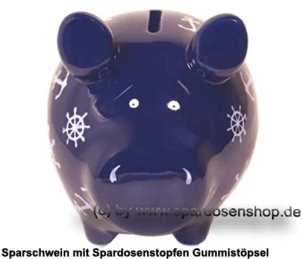 Sparschwein Kleinsparschwein Nautilus dunkelblau Keramik B Sparschwein Kleinsparschwein Nautilus dunkelblau Keramik B