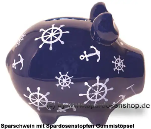 Sparschwein Kleinsparschwein Nautilus dunkelblau Keramik C Sparschwein Kleinsparschwein Nautilus dunkelblau Keramik C