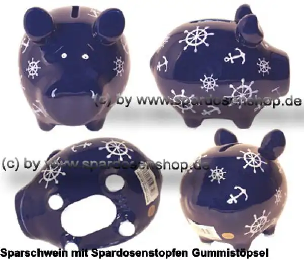 Sparschwein Kleinsparschwein Nautilus dunkelblau Keramik Gesamt Sparschwein Kleinsparschwein Nautilus dunkelblau Keramik Gesamt