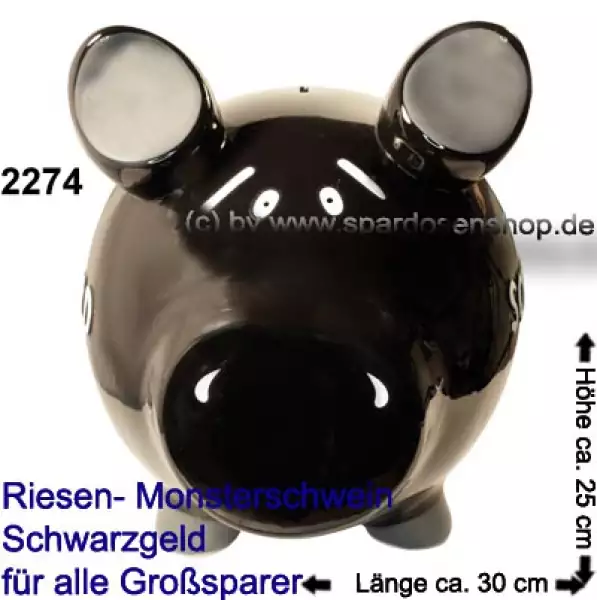 Sparschwein riesengroßes Monster Sparschwein 3D Design Schwarzgeld Keramik B