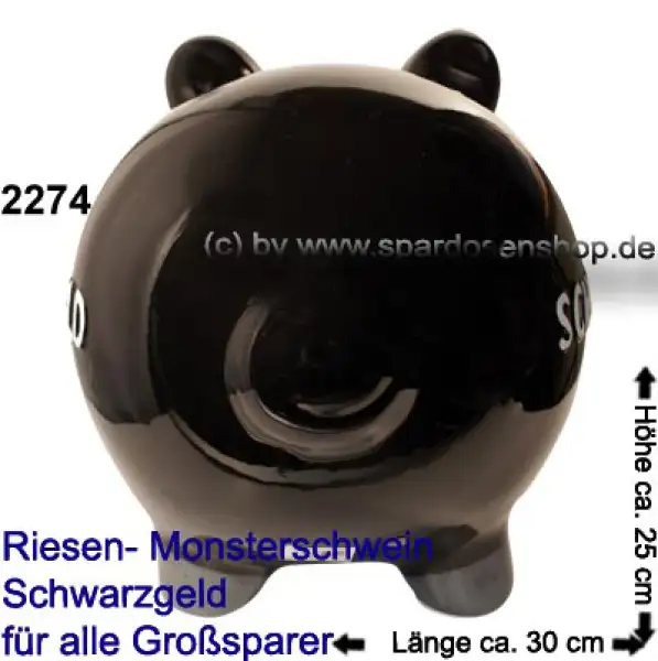 Sparschwein riesengroßes Monster Sparschwein 3D Design Schwarzgeld Keramik D