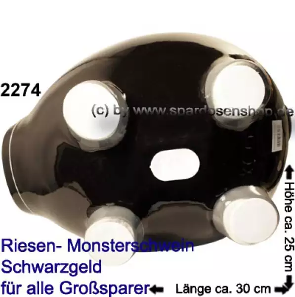 Sparschwein riesengroßes Monster Sparschwein 3D Design Schwarzgeld Keramik E