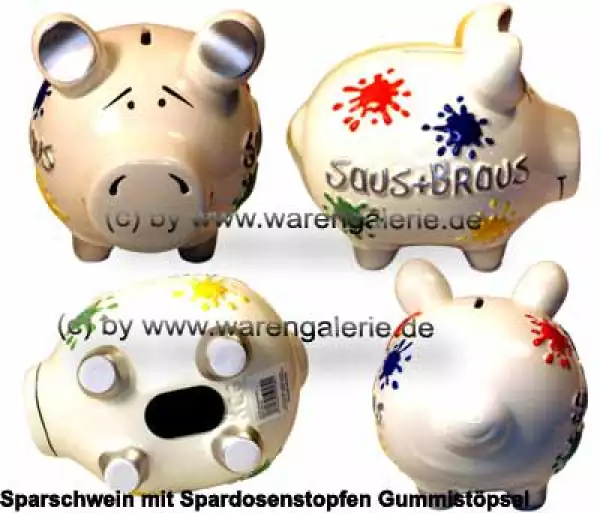 Sparschwein mittelgroßes Sparschwein 3D Design Saus + Braus Keramik Gesamt
