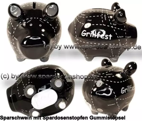 Sparschwein Kleinsparschwein Grillfest Keramik Gesamt