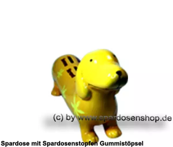 Spardose Spartier Spardackel gelb mit Design - Sonne - Strand - Meer - Keramik B