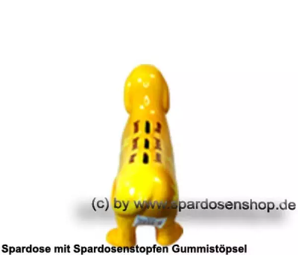 Spardose Spartier Spardackel gelb mit Design - Sonne - Strand - Meer - Keramik D