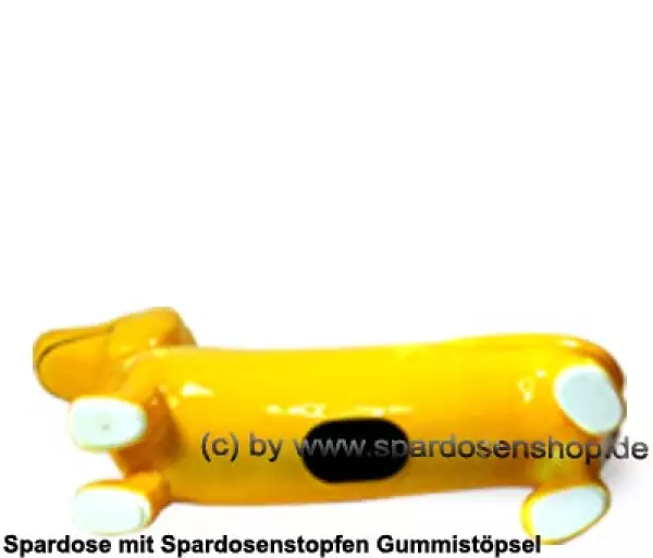 Spardose Spartier Spardackel gelb mit Design - Sonne - Strand - Meer - Keramik E