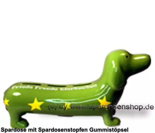 Spardose Spartier Spardackel grün mit Design - Friede - Freude - Eierkuchen - Keramik C