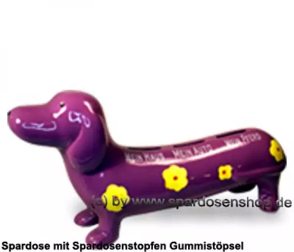 Spardose Spartier Spardackel lila mit Design - Mein Haus - Mein Auto - Mein Pferd - Keramik A