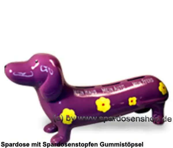 Spardose Spartier Spardackel lila mit Design - Mein Haus - Mein Auto - Mein Pferd - Keramik A