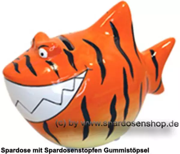 Spardose Spartier Design Tiger-Hai Keramik A