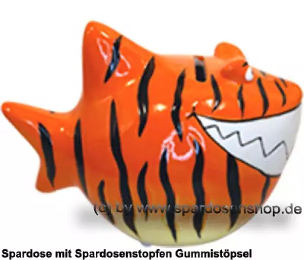 Spardose Spartier Design Tiger-Hai Keramik C