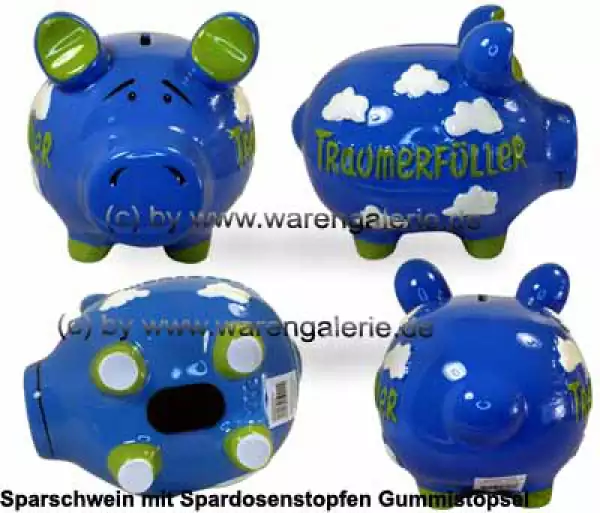 Sparschwein mittelgroßes Sparschwein 3D Design Traumerfüller Keramik Gesamt
