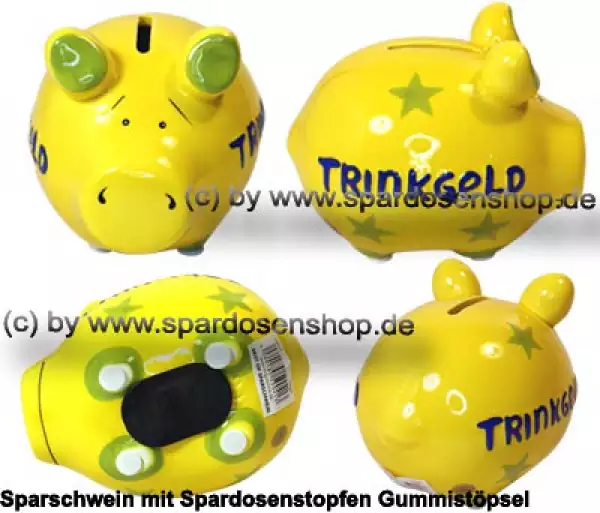 Sparschwein Kleinsparschwein 3D Design Trinkgeld Keramik Gesamt
